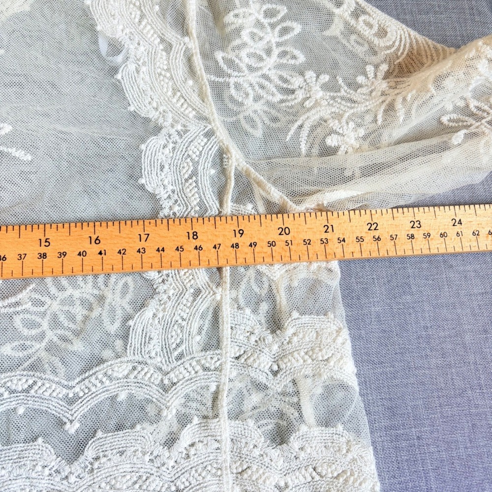 Nina Leonard Ivory Sheer Lace Open Cardigan XL Floral Feminine Romantic Coquette - Picture 9 of 10